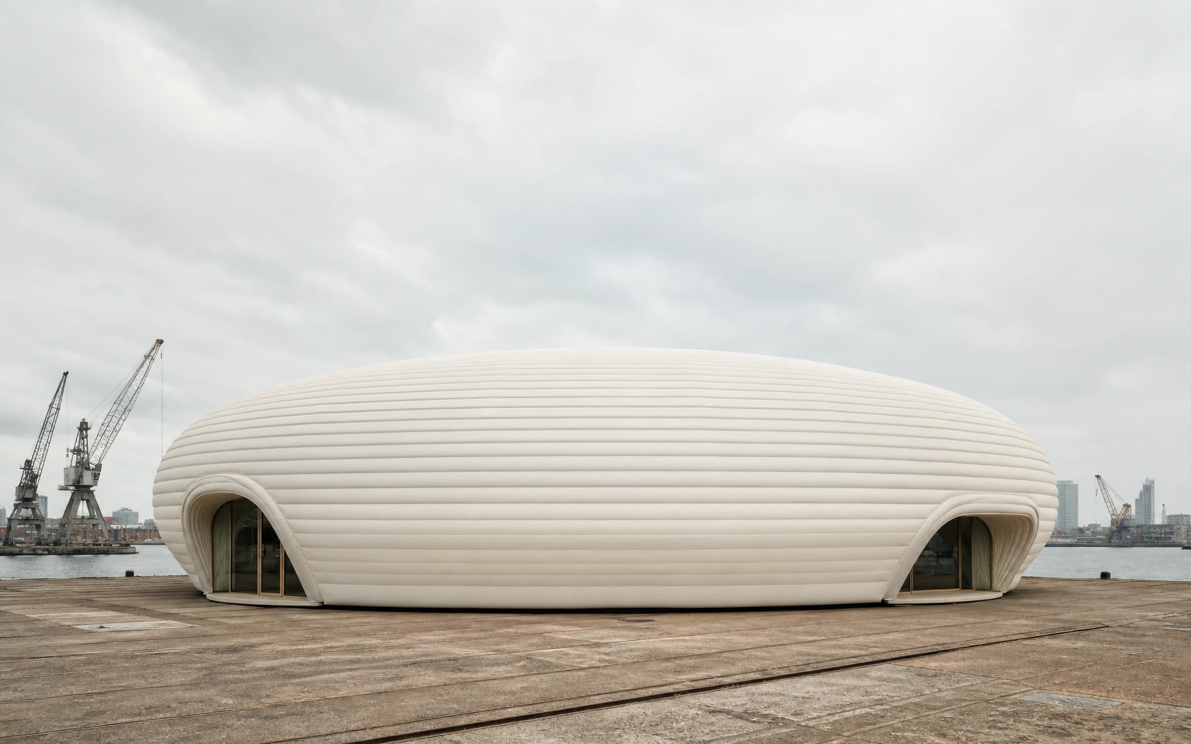 Exterior view of the Halo Pavilion ring under daylight