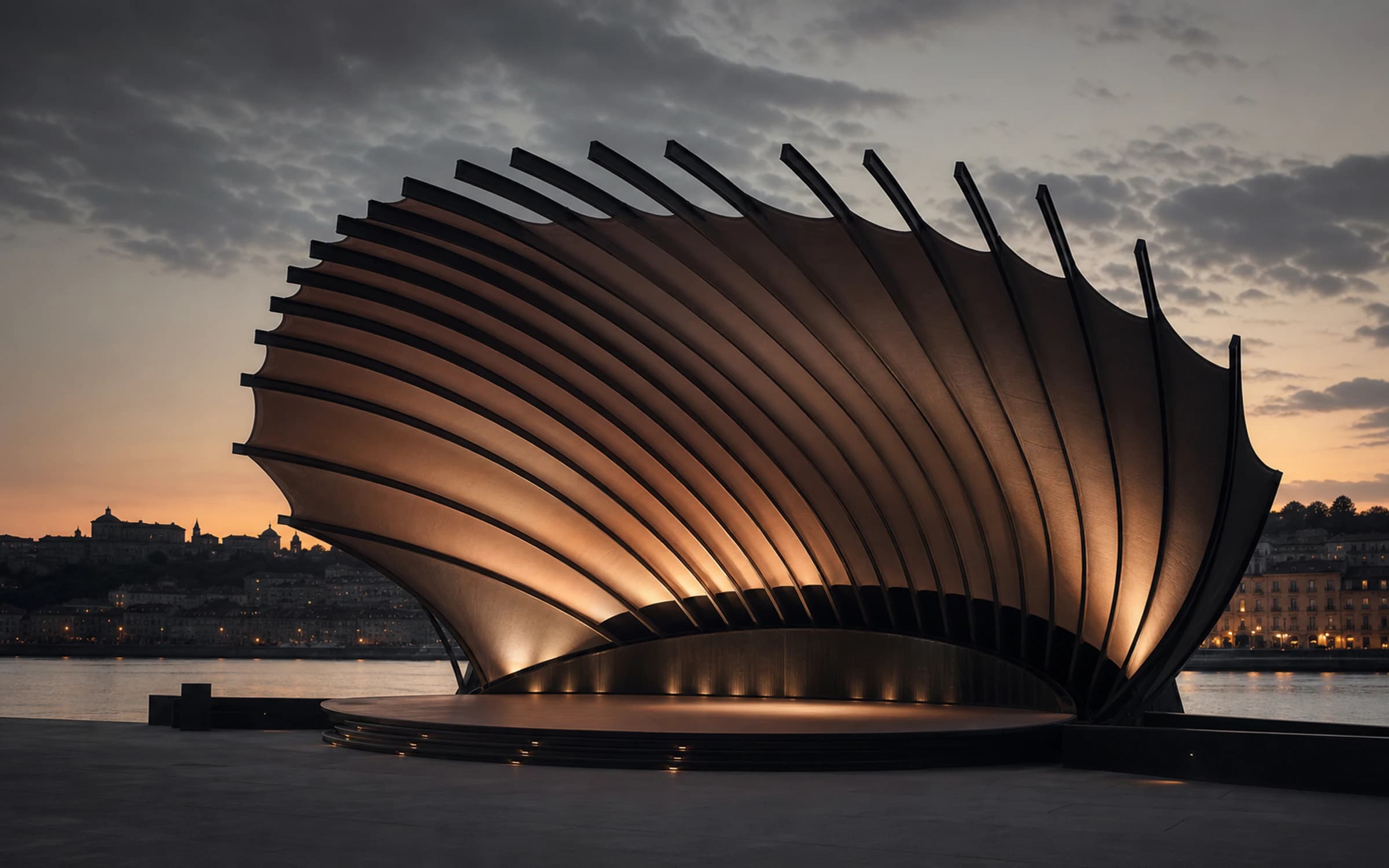 The ribbed vault of the Tidal Vault stage at night